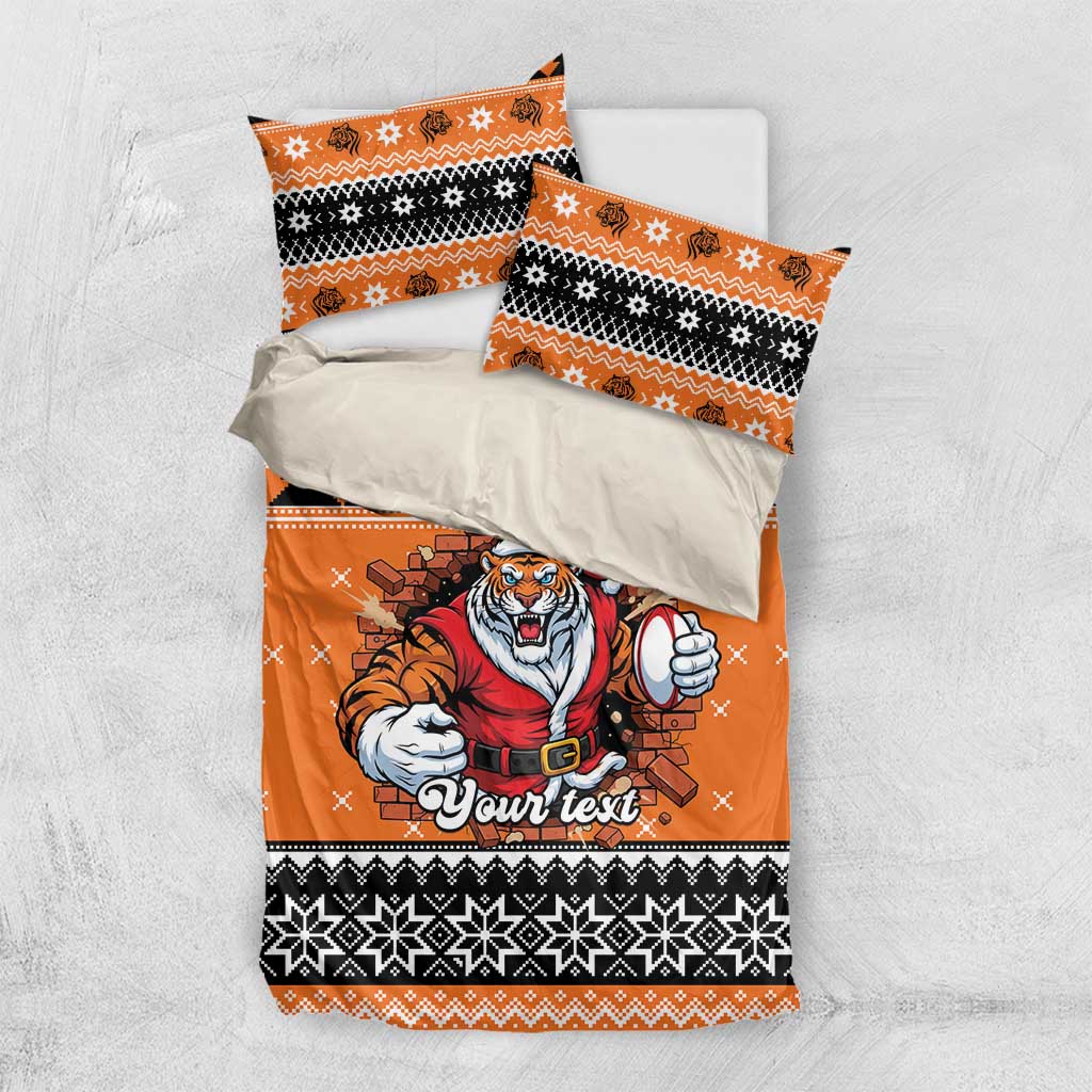 Santa Tiger Roar Personalized Bedding Set Christmas Rugby League Spirit - Aussie Hoodie