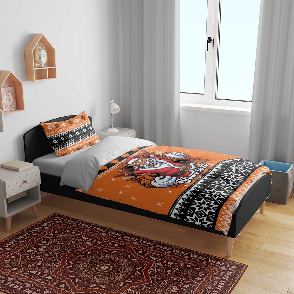 Santa Tiger Roar Personalized Bedding Set Christmas Rugby League Spirit - Aussie Hoodie