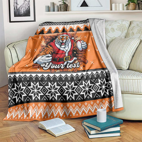 Santa Tiger Roar Personalized Blanket Christmas Rugby League Spirit - Aussie Hoodie