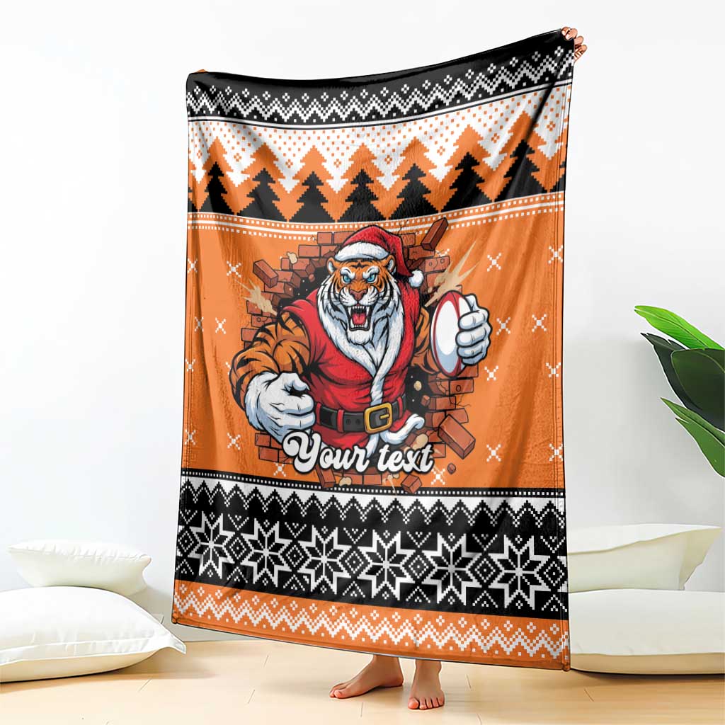 Santa Tiger Roar Personalized Blanket Christmas Rugby League Spirit - Aussie Hoodie