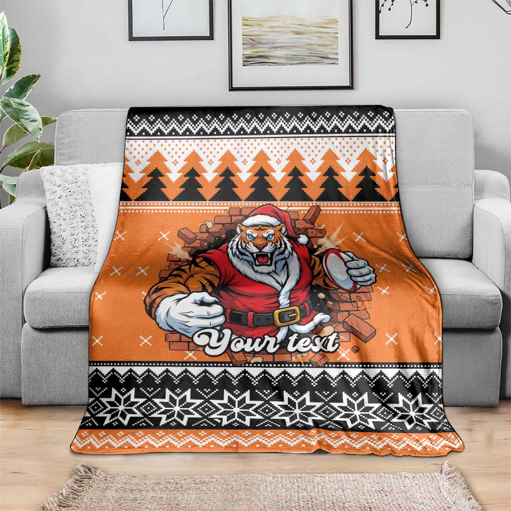 Santa Tiger Roar Personalized Blanket Christmas Rugby League Spirit - Aussie Hoodie