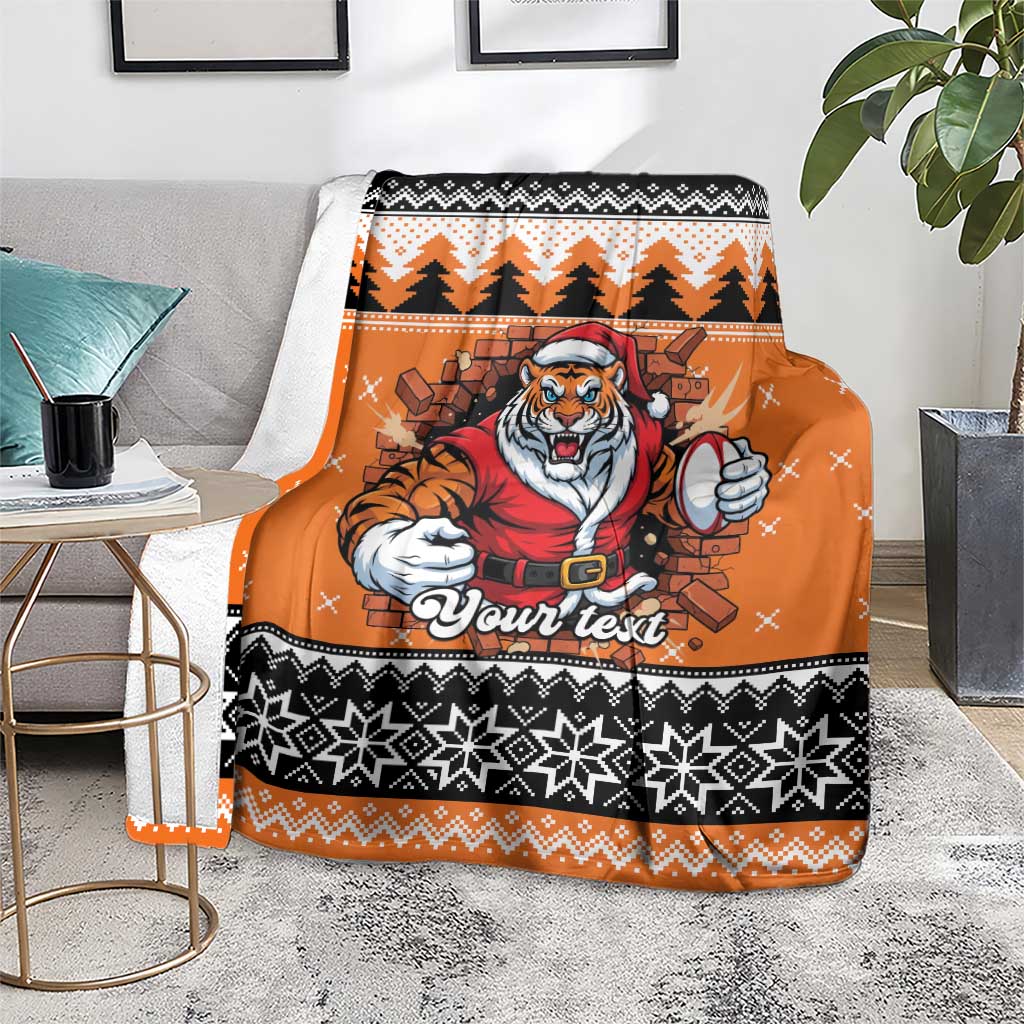 Santa Tiger Roar Personalized Blanket Christmas Rugby League Spirit - Aussie Hoodie