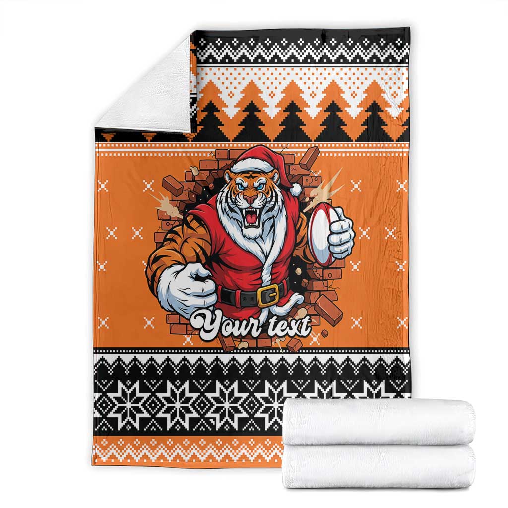 Santa Tiger Roar Personalized Blanket Christmas Rugby League Spirit - Aussie Hoodie