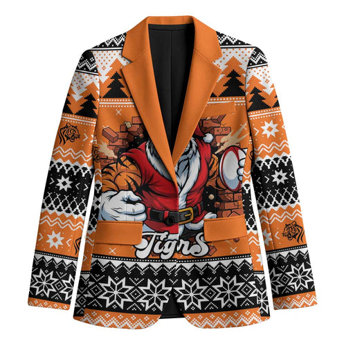 Santa Tiger Roar Personalized Blazer Christmas Rugby League Spirit - Aussie Hoodie