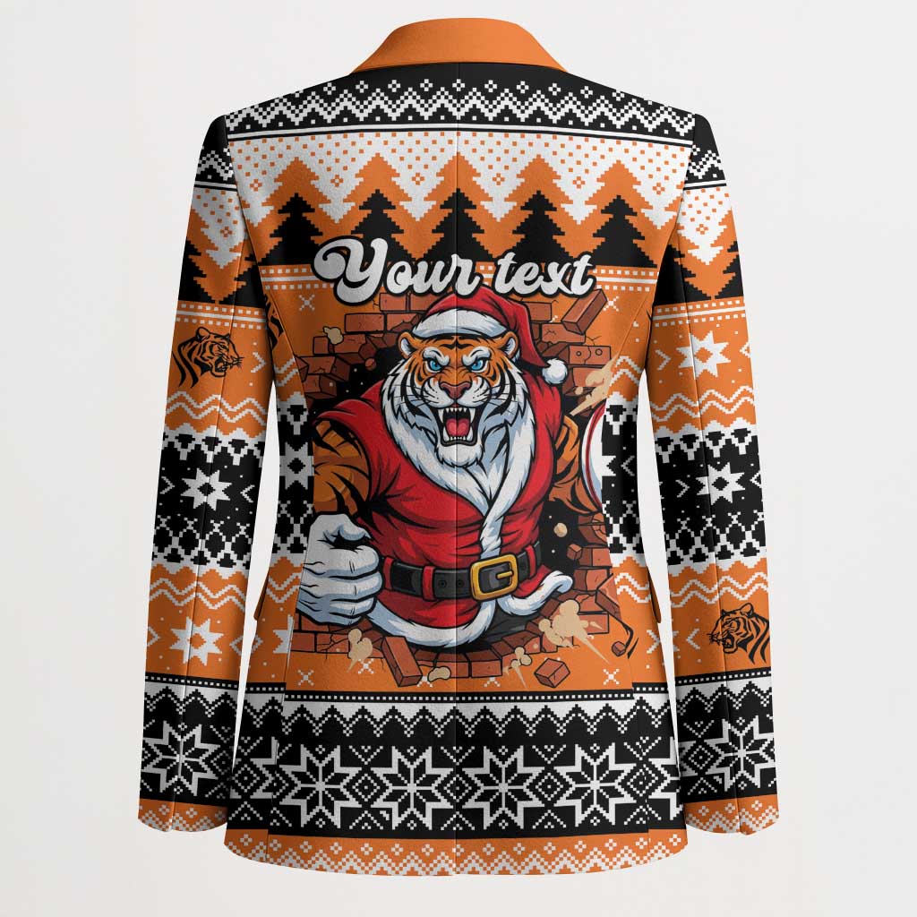 Santa Tiger Roar Personalized Blazer Christmas Rugby League Spirit - Aussie Hoodie