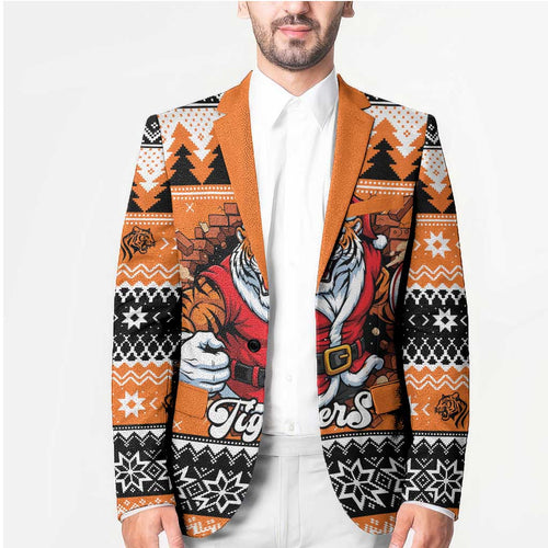 Santa Tiger Roar Personalized Blazer Christmas Rugby League Spirit - Aussie Hoodie
