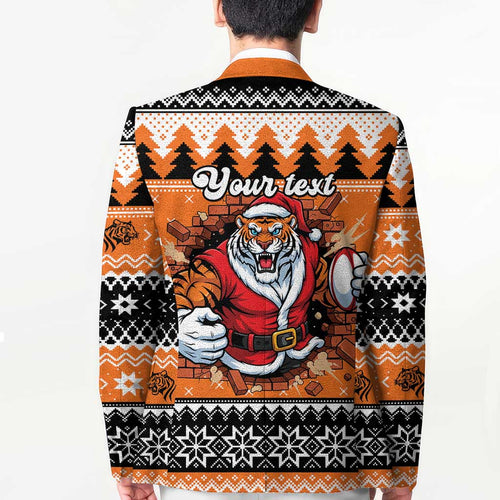 Santa Tiger Roar Personalized Blazer Christmas Rugby League Spirit - Aussie Hoodie