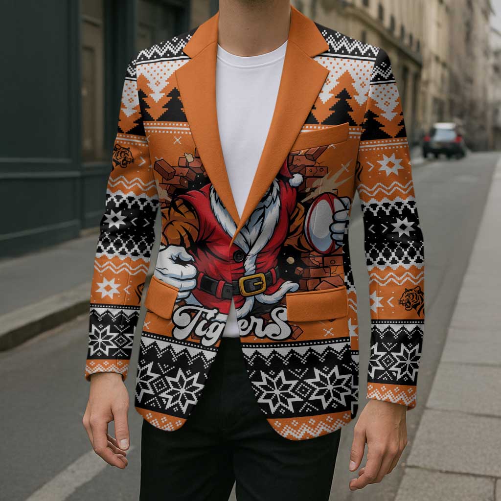 Santa Tiger Roar Personalized Blazer Christmas Rugby League Spirit - Aussie Hoodie