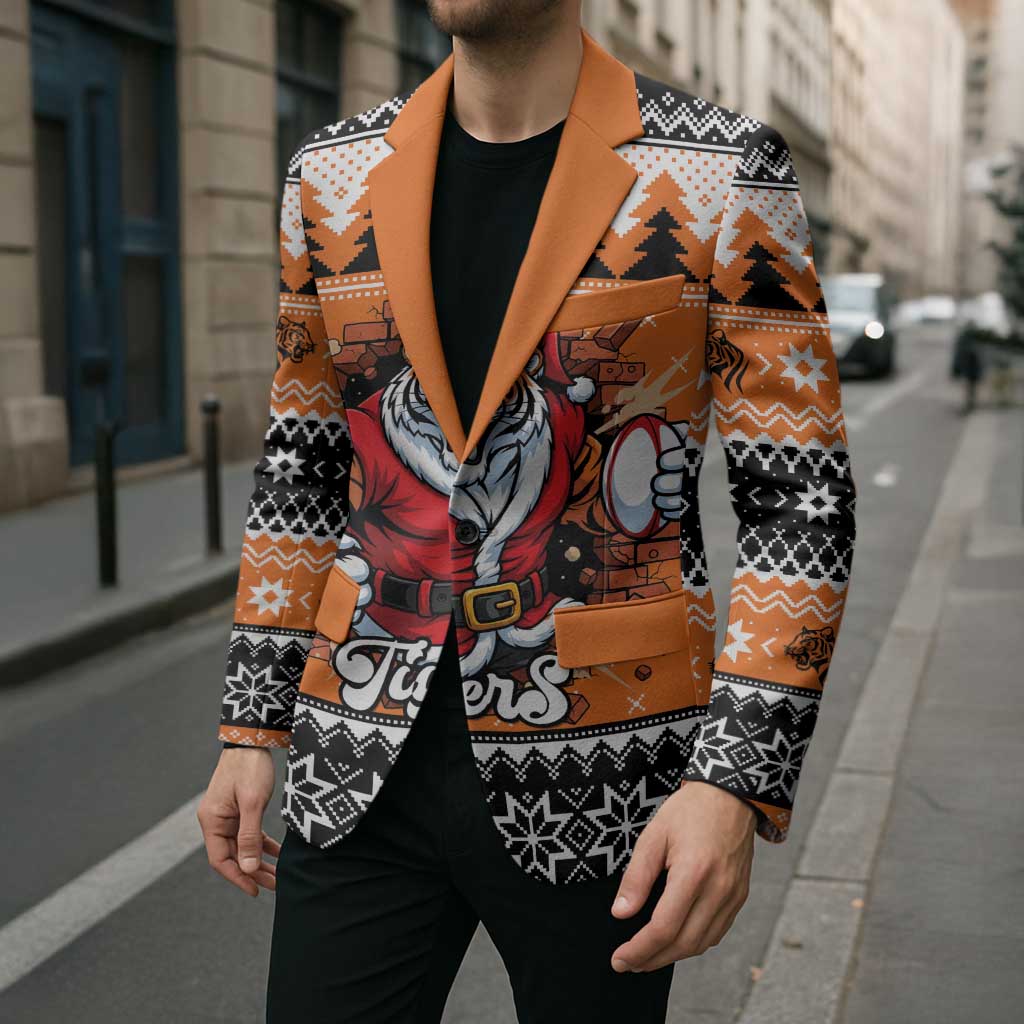 Santa Tiger Roar Personalized Blazer Christmas Rugby League Spirit - Aussie Hoodie