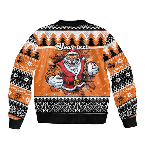 Santa Tiger Roar Personalized Bomber Jacket Christmas Rugby League Spirit - Aussie Hoodie