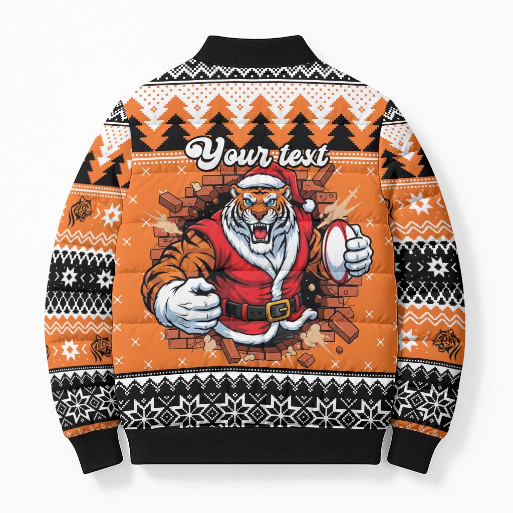 Santa Tiger Roar Personalized Bomber Puffer Jacket Christmas Rugby League Spirit - Aussie Hoodie