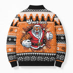 Santa Tiger Roar Personalized Bomber Puffer Jacket Christmas Rugby League Spirit - Aussie Hoodie