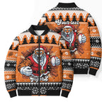 Santa Tiger Roar Personalized Bomber Puffer Jacket Christmas Rugby League Spirit - Aussie Hoodie