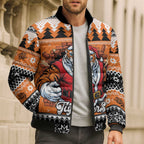 Santa Tiger Roar Personalized Bomber Puffer Jacket Christmas Rugby League Spirit - Aussie Hoodie