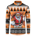 Santa Tiger Roar Personalized Button Sweatshirt Christmas Rugby League Spirit - Aussie Hoodie