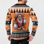 Santa Tiger Roar Personalized Button Sweatshirt Christmas Rugby League Spirit - Aussie Hoodie