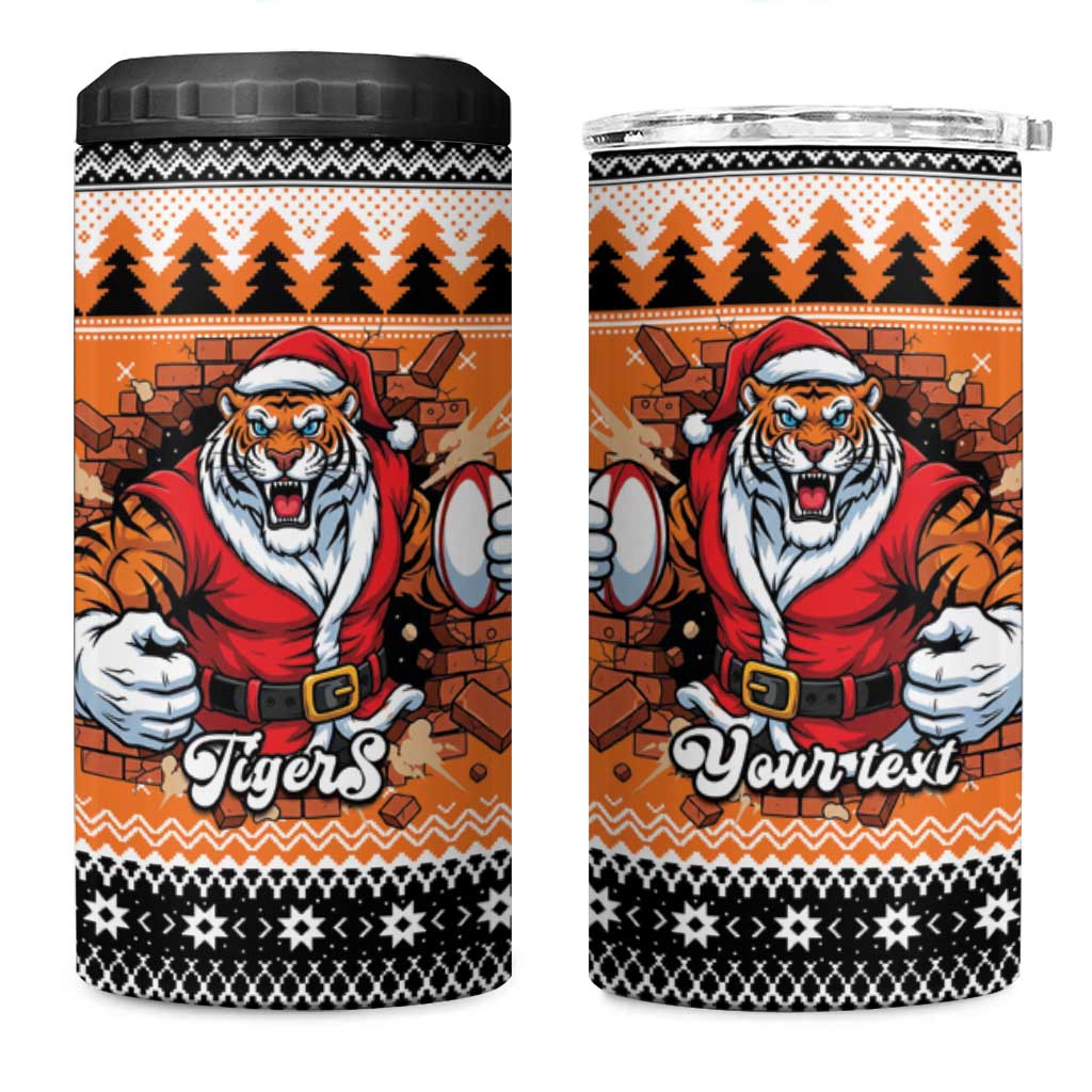 Santa Tiger Roar Personalized 4 in 1 Can Cooler Tumbler Christmas Rugby League Spirit - Aussie Hoodie