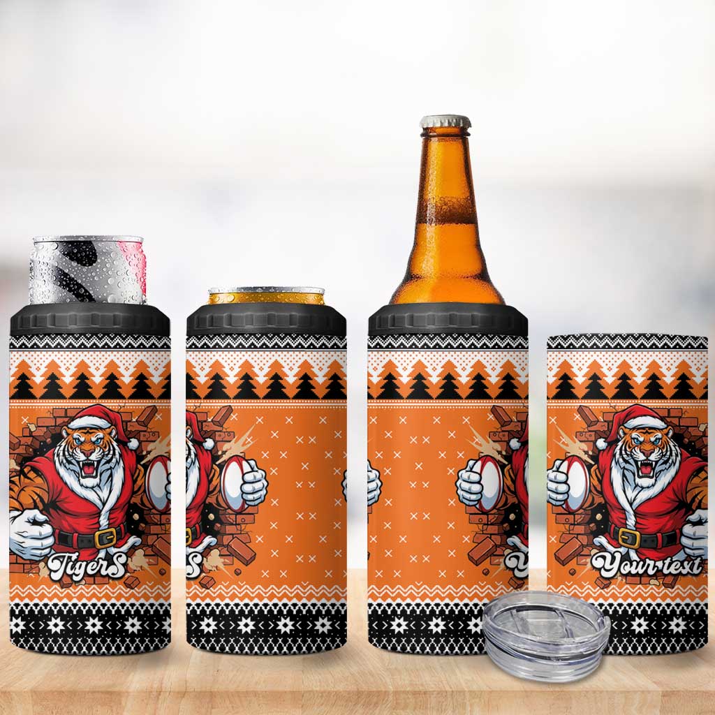 Santa Tiger Roar Personalized 4 in 1 Can Cooler Tumbler Christmas Rugby League Spirit - Aussie Hoodie