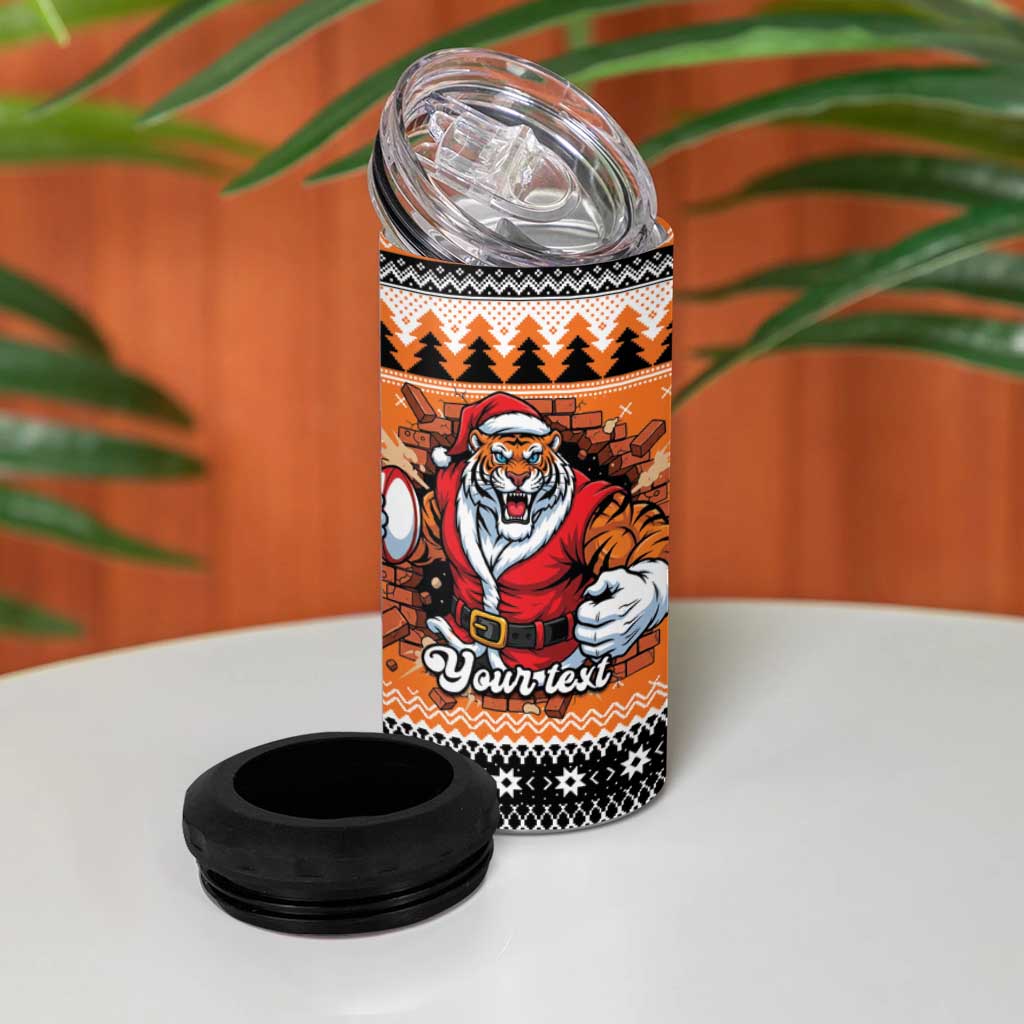 Santa Tiger Roar Personalized 4 in 1 Can Cooler Tumbler Christmas Rugby League Spirit - Aussie Hoodie