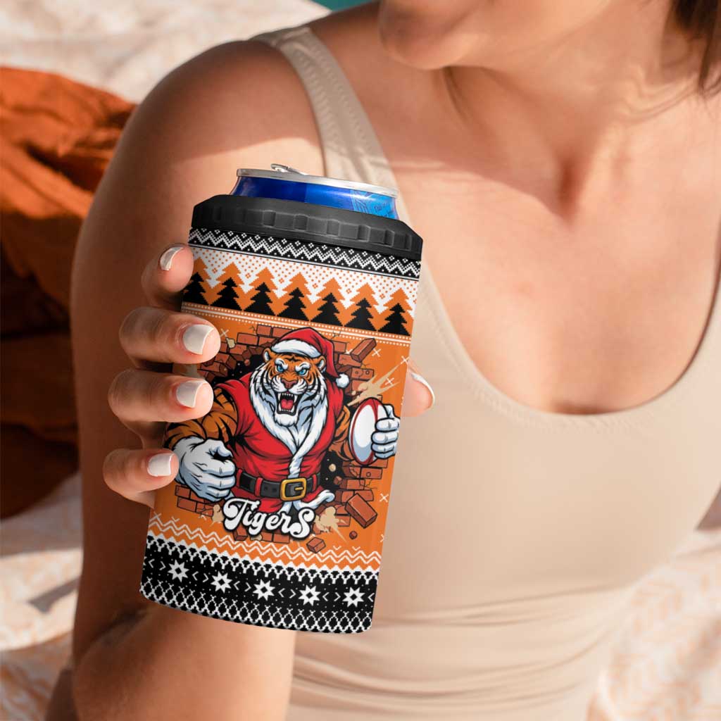 Santa Tiger Roar Personalized 4 in 1 Can Cooler Tumbler Christmas Rugby League Spirit - Aussie Hoodie