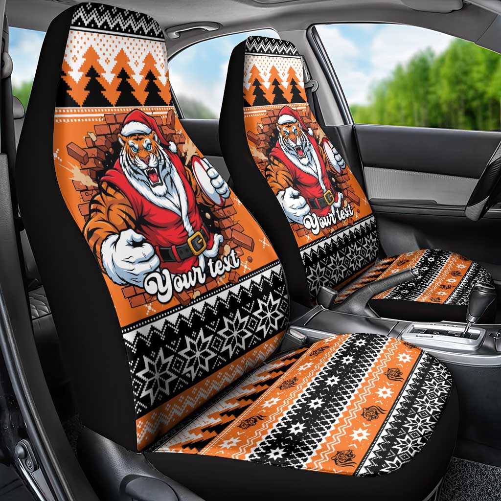 Santa Tiger Roar Personalized Car Seat Cover Christmas Rugby League Spirit - Aussie Hoodie