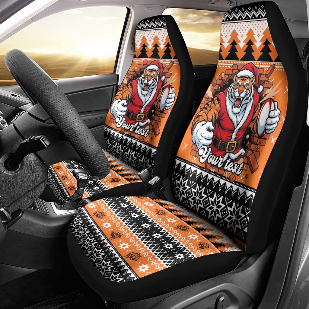 Santa Tiger Roar Personalized Car Seat Cover Christmas Rugby League Spirit - Aussie Hoodie