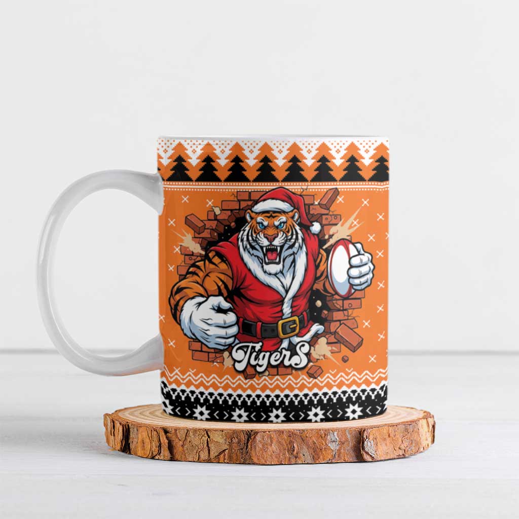 Santa Tiger Roar Personalized Ceramic Mug Christmas Rugby League Spirit - Aussie Hoodie