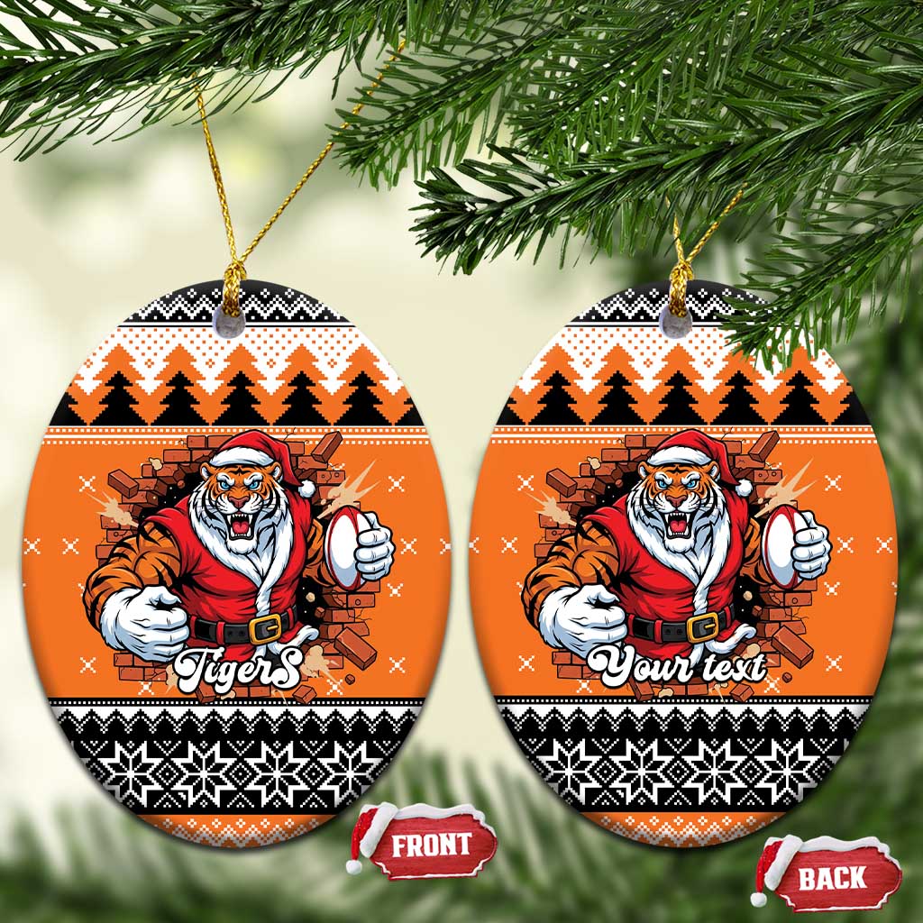 Santa Tiger Roar Personalized Ceramic Ornament Christmas Rugby League Spirit - Aussie Hoodie