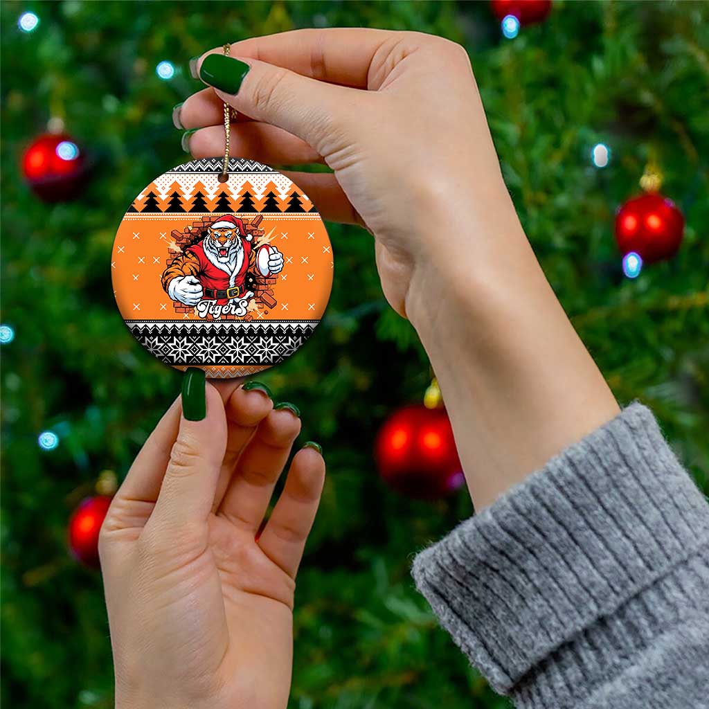 Santa Tiger Roar Personalized Ceramic Ornament Christmas Rugby League Spirit - Aussie Hoodie