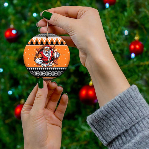 Santa Tiger Roar Personalized Ceramic Ornament Christmas Rugby League Spirit - Aussie Hoodie