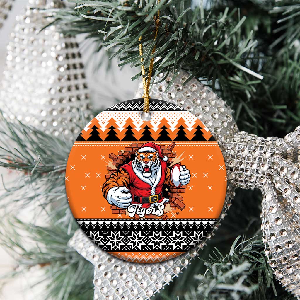 Santa Tiger Roar Personalized Ceramic Ornament Christmas Rugby League Spirit - Aussie Hoodie