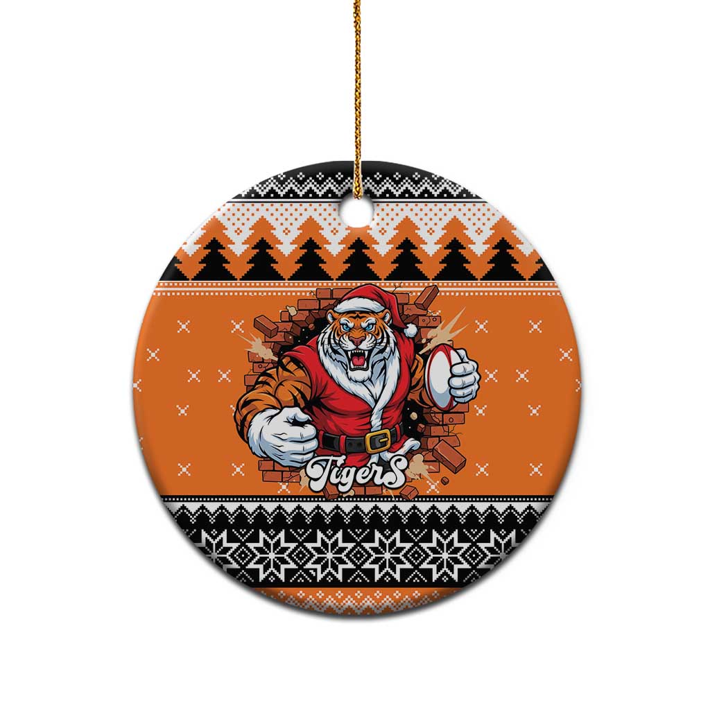 Santa Tiger Roar Personalized Ceramic Ornament Christmas Rugby League Spirit - Aussie Hoodie
