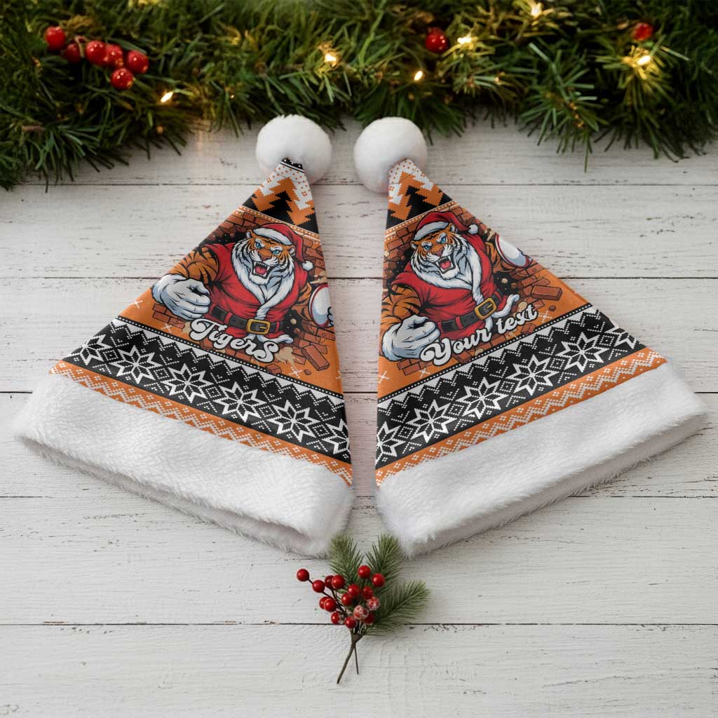 Santa Tiger Roar Personalized Christmas Santa Hat Christmas Rugby League Spirit - Aussie Hoodie