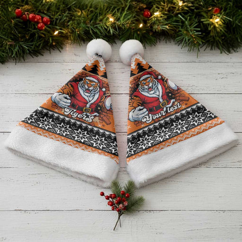 Santa Tiger Roar Personalized Christmas Santa Hat Christmas Rugby League Spirit - Aussie Hoodie