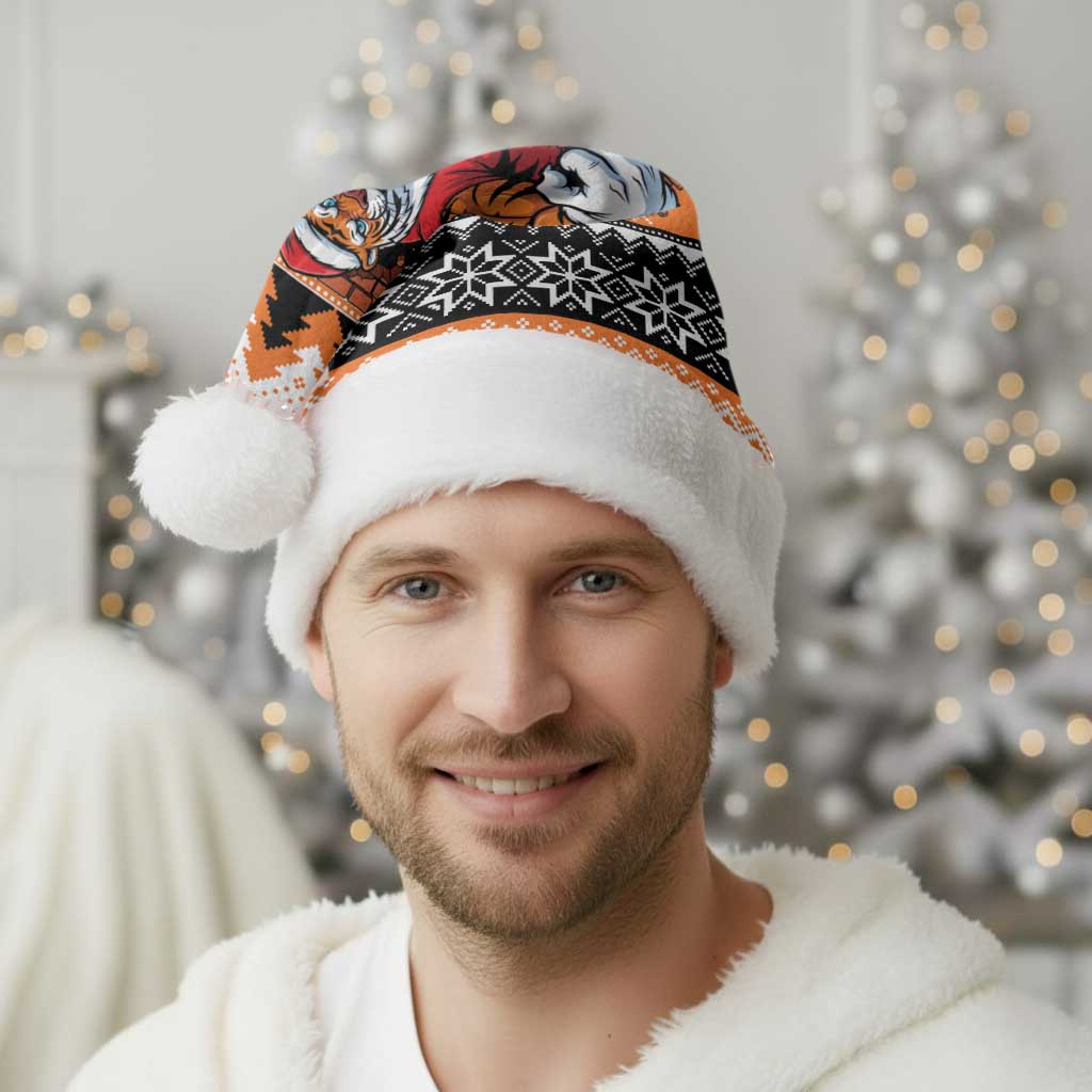 Santa Tiger Roar Personalized Christmas Santa Hat Christmas Rugby League Spirit - Aussie Hoodie