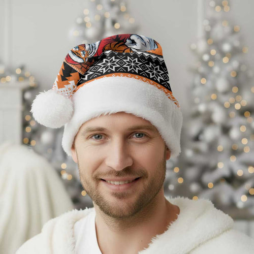 Santa Tiger Roar Personalized Christmas Santa Hat Christmas Rugby League Spirit - Aussie Hoodie