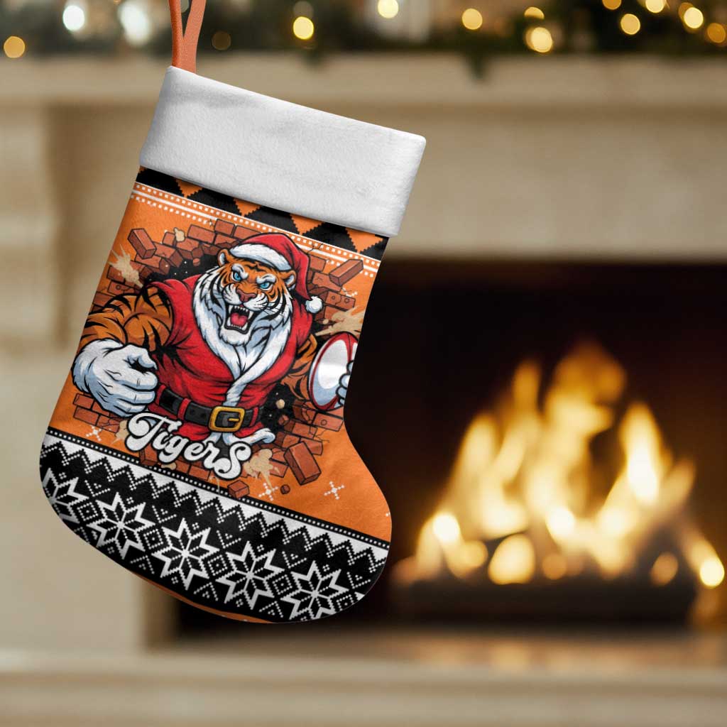 Santa Tiger Roar Personalized Christmas Stocking Christmas Rugby League Spirit - Aussie Hoodie