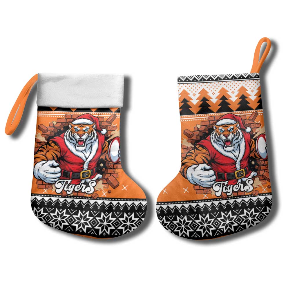 Santa Tiger Roar Personalized Christmas Stocking Christmas Rugby League Spirit - Aussie Hoodie