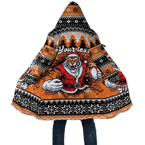 Santa Tiger Roar Personalized Cloak Christmas Rugby League Spirit - Aussie Hoodie