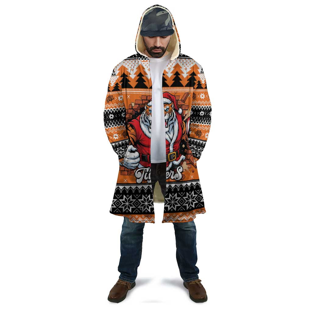 Santa Tiger Roar Personalized Cloak Christmas Rugby League Spirit - Aussie Hoodie