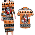 Santa Tiger Roar Personalized Couples Matching Long Sleeve Bodycon Dress and Hawaiian Shirt Christmas Rugby League Spirit - Aussie Hoodie