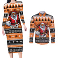 Santa Tiger Roar Personalized Couples Matching Long Sleeve Bodycon Dress and Long Sleeve Button Shirt Christmas Rugby League Spirit - Aussie Hoodie