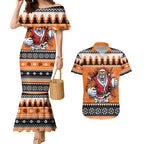 Santa Tiger Roar Personalized Couples Matching Mermaid Dress and Hawaiian Shirt Christmas Rugby League Spirit - Aussie Hoodie