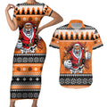 Santa Tiger Roar Personalized Couples Matching Short Sleeve Bodycon Dress and Hawaiian Shirt Christmas Rugby League Spirit - Aussie Hoodie
