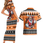 Santa Tiger Roar Personalized Couples Matching Short Sleeve Bodycon Dress and Hawaiian Shirt Christmas Rugby League Spirit - Aussie Hoodie