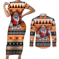 Santa Tiger Roar Personalized Couples Matching Short Sleeve Bodycon Dress and Long Sleeve Button Shirt Christmas Rugby League Spirit - Aussie Hoodie