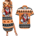 Santa Tiger Roar Personalized Couples Matching Summer Maxi Dress and Hawaiian Shirt Christmas Rugby League Spirit - Aussie Hoodie