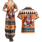 Santa Tiger Roar Personalized Couples Matching Summer Maxi Dress and Hawaiian Shirt Christmas Rugby League Spirit - Aussie Hoodie