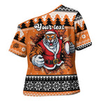 Santa Tiger Roar Personalized Cross Shoulder Shirt Christmas Rugby League Spirit - Aussie Hoodie