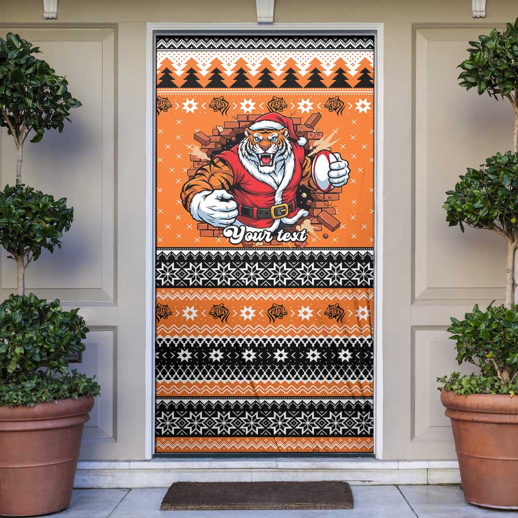 Santa Tiger Roar Personalized Door Cover Christmas Rugby League Spirit - Aussie Hoodie
